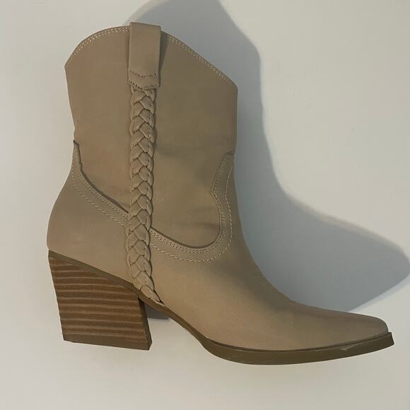 Dolce Vita Koolson Cowboy Western Boots Pull On Stack HeelWomen's Size 8 Tan - Picture 10 of 16